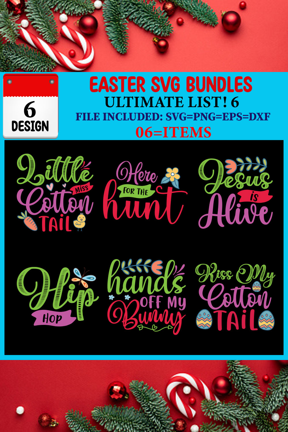 Easter SVG T-shirt Design Bundle pinterest preview image.