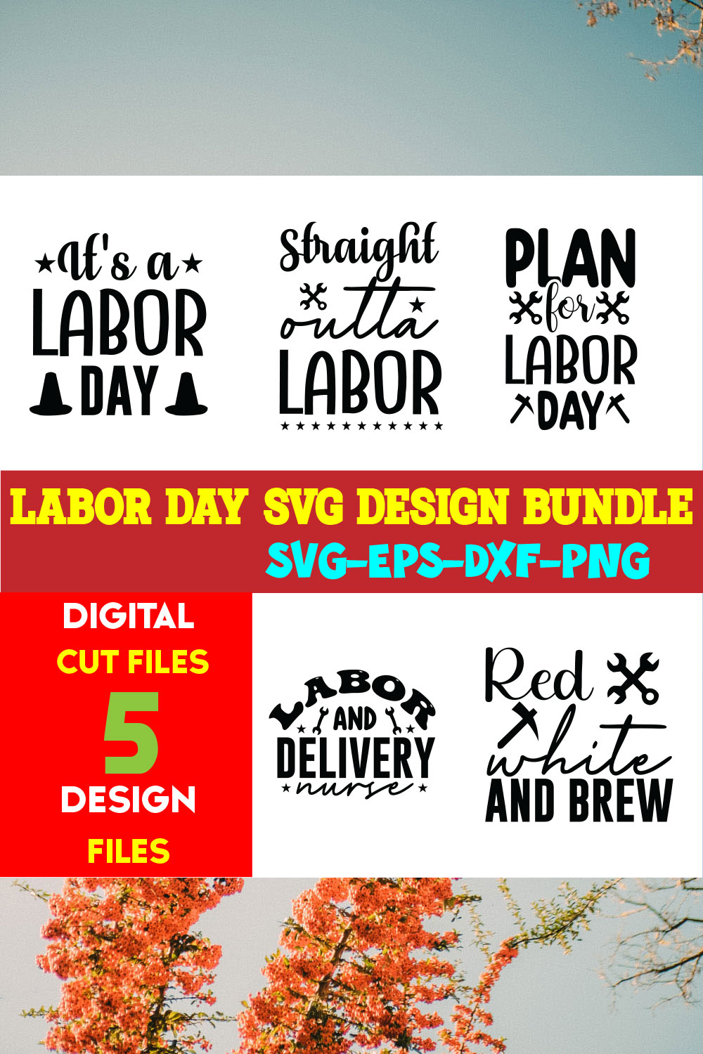 Labor Day T-shirt Design Bundle Volume-02 pinterest preview image.