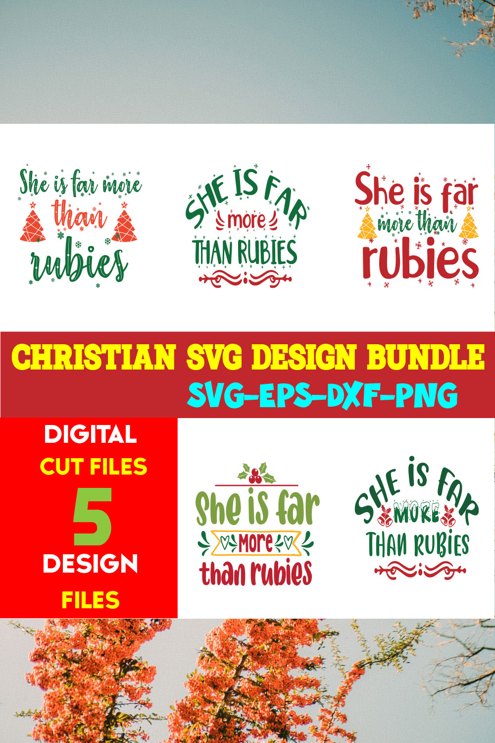 Christian T-shirt Design Bundle Volume-01 pinterest preview image.