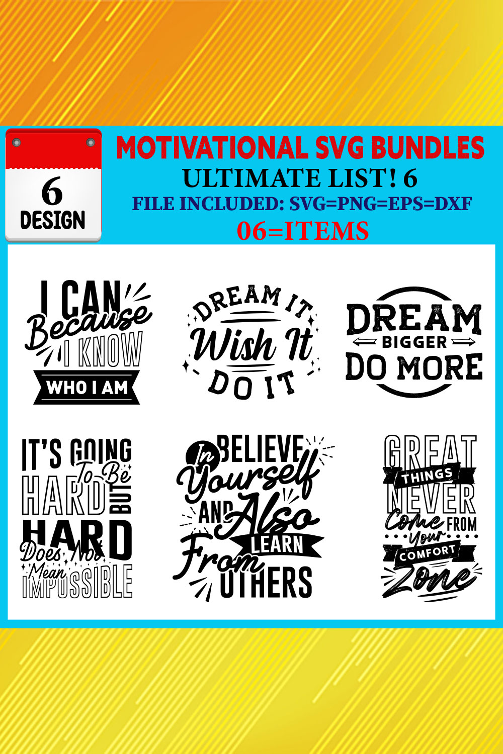 Motivational T-shirt Design Bundle Vol-02 pinterest preview image.