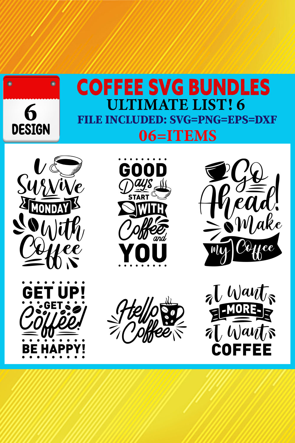 Coffee T-shirt Design Bundle Vol-03 pinterest preview image.