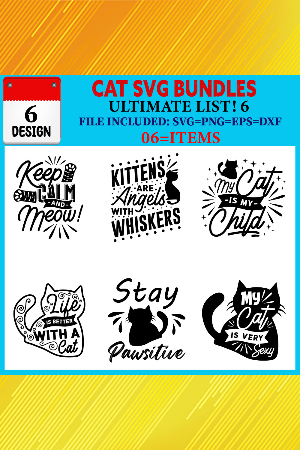 Cat T-shirt Design Bundle Vol-04 pinterest preview image.