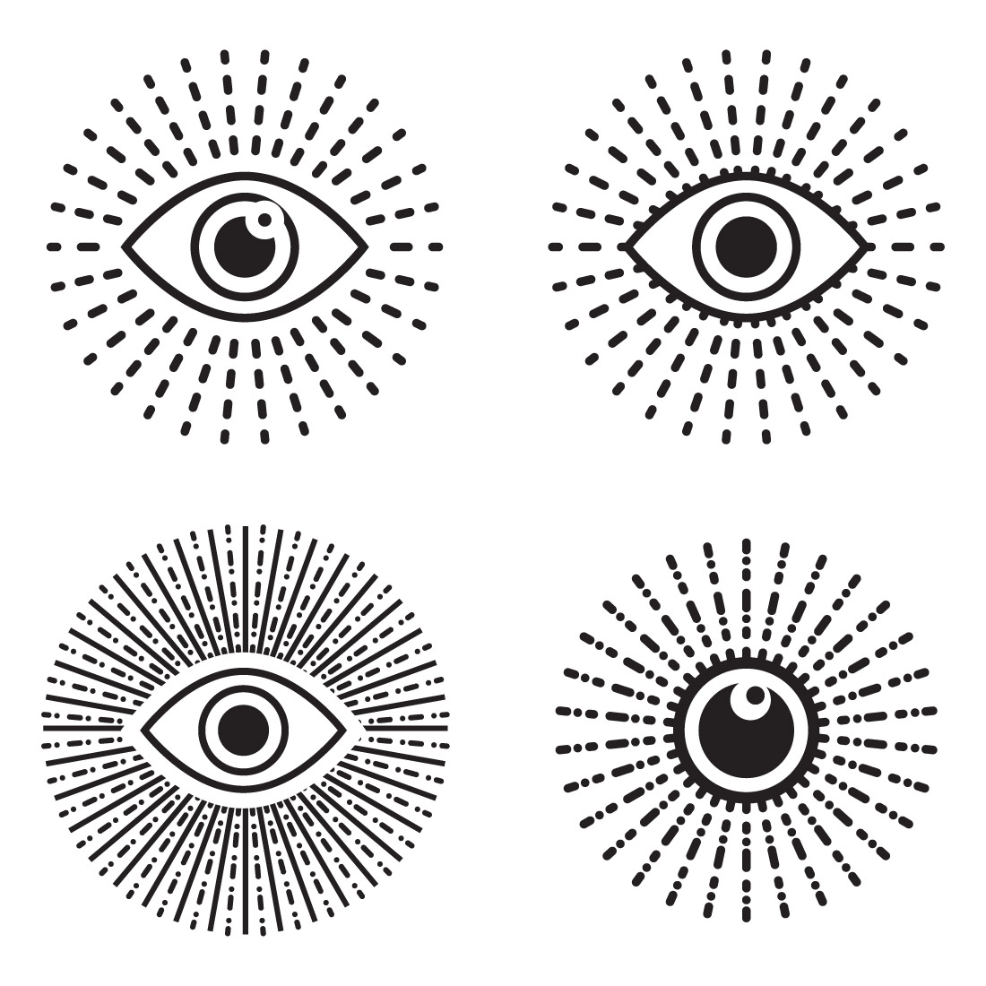 Abstract Vector 4 Eye Logo Bundle Different Eyes Icon Set preview image.
