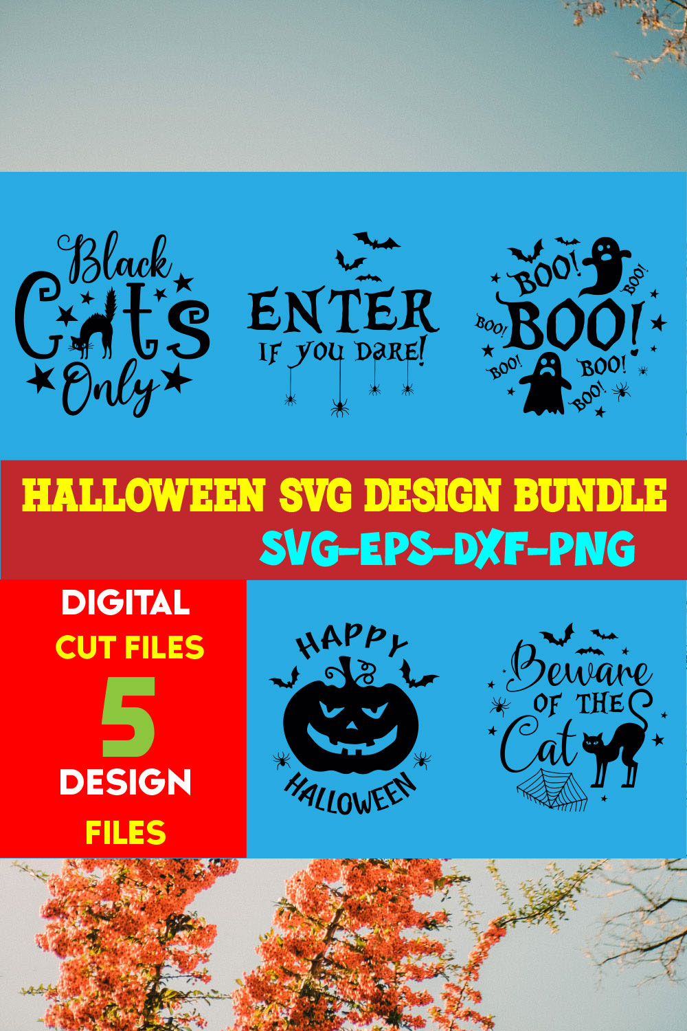 Halloween T-shirt Design Bundle Vol-11 pinterest preview image.