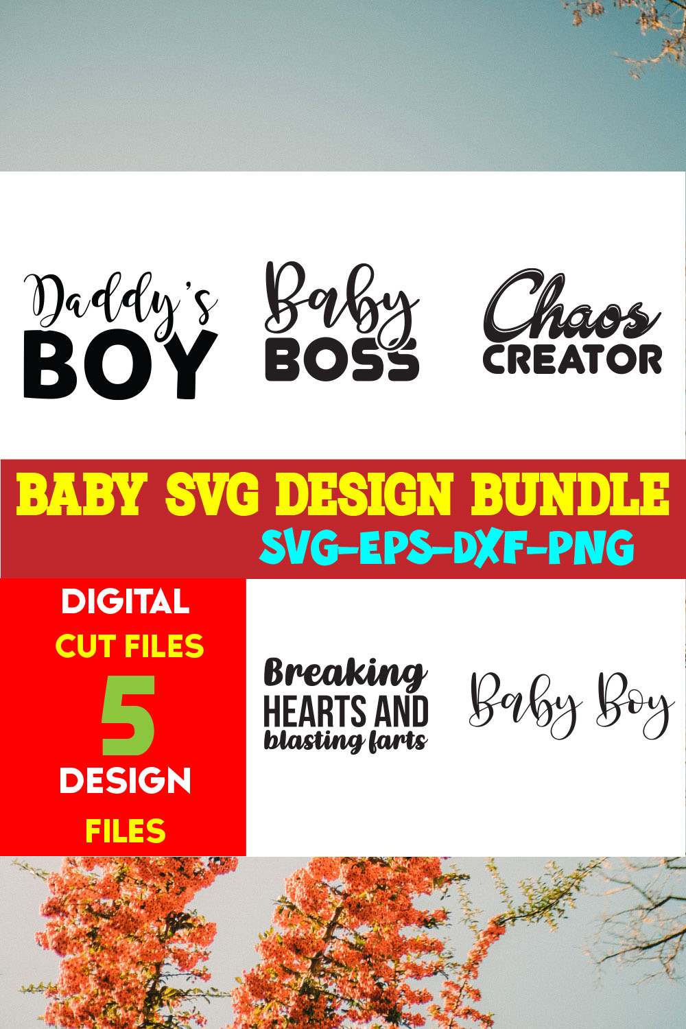 Baby T-shirt Design Bundle Volume-15 pinterest preview image.