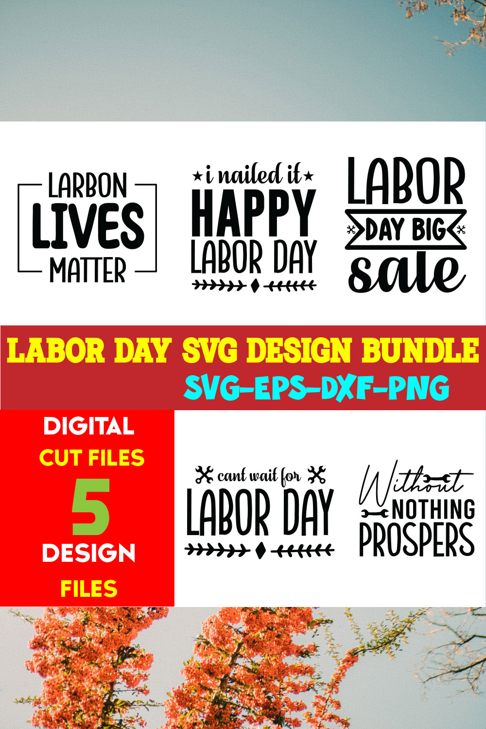 Labor Day T-shirt Design Bundle Volume-03 pinterest preview image.