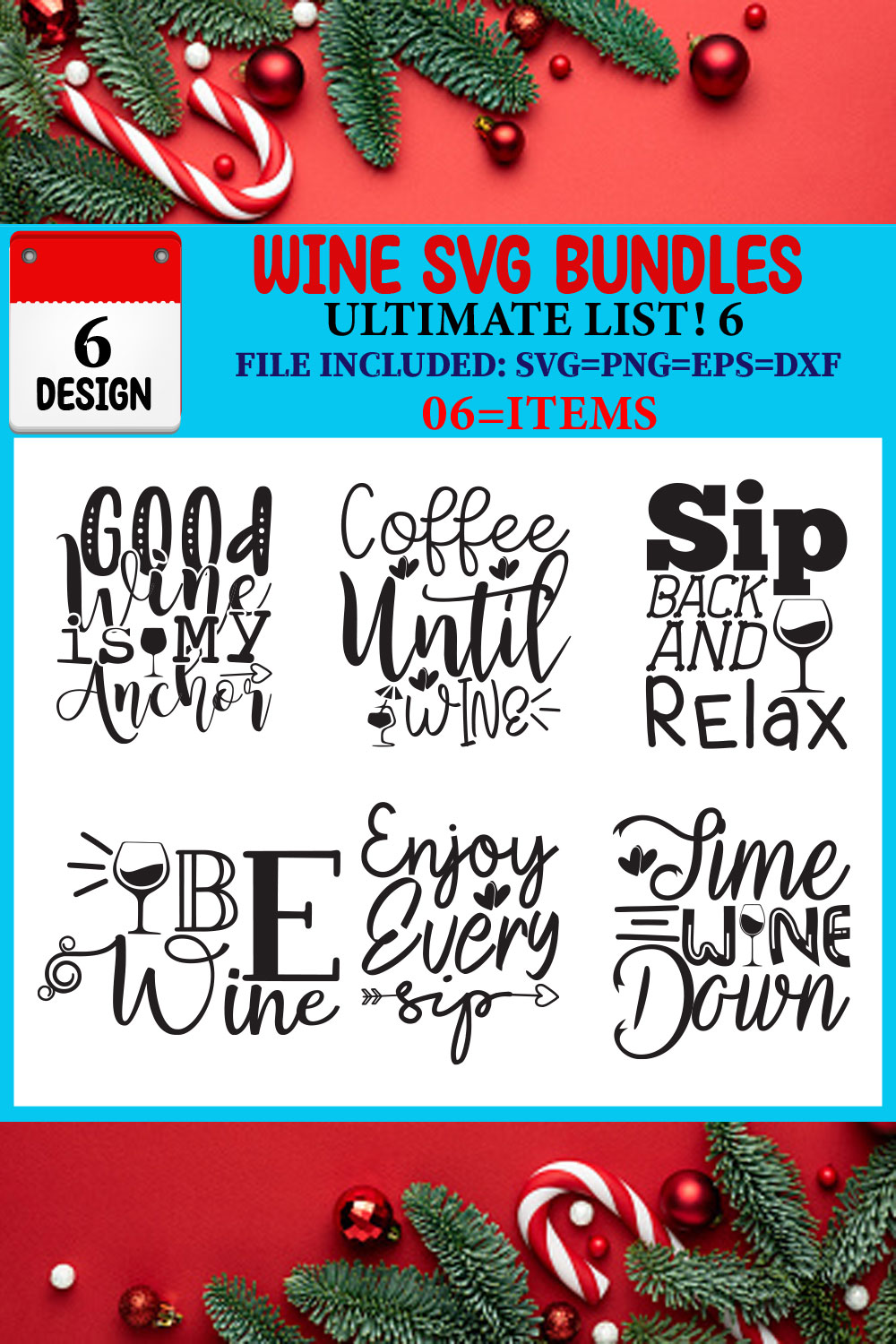 Wine T-shirt Design Bundle pinterest preview image.