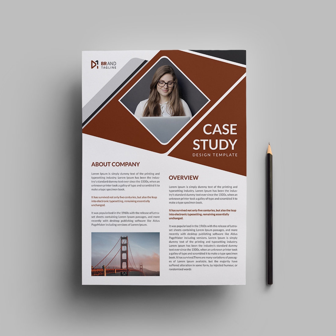 Case study flyer template design for corporate project preview image.