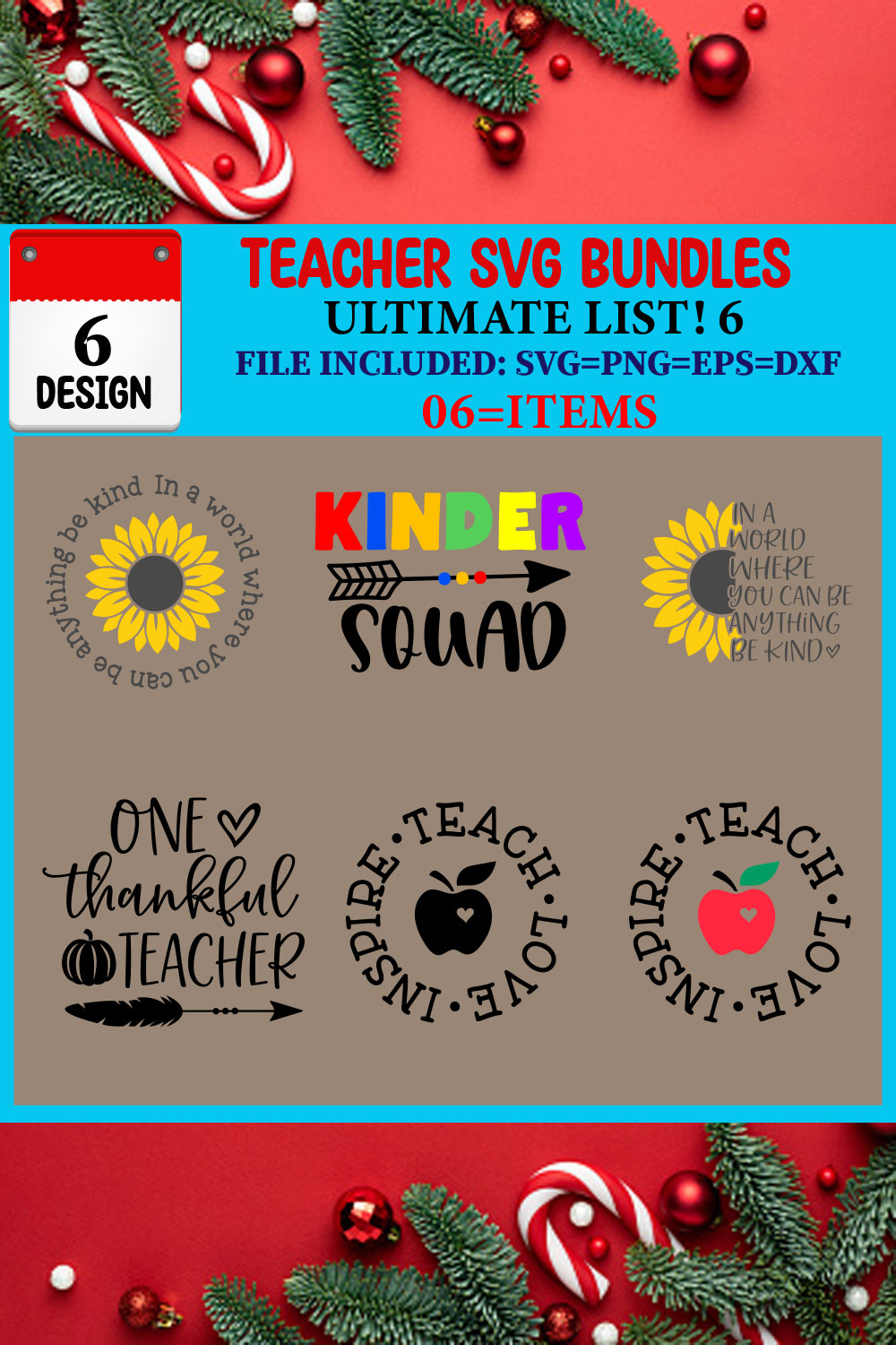 Teacher T-shirt Design Bundle pinterest preview image.