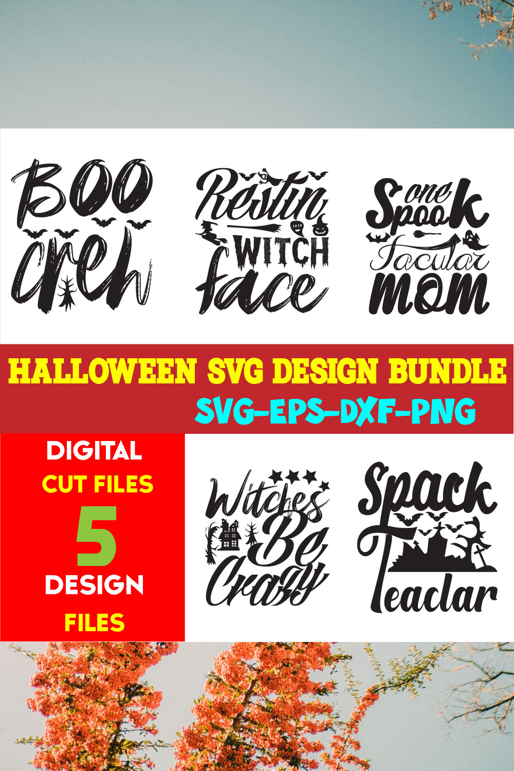 Halloween T-shirt Design Bundle Vol-24 pinterest preview image.