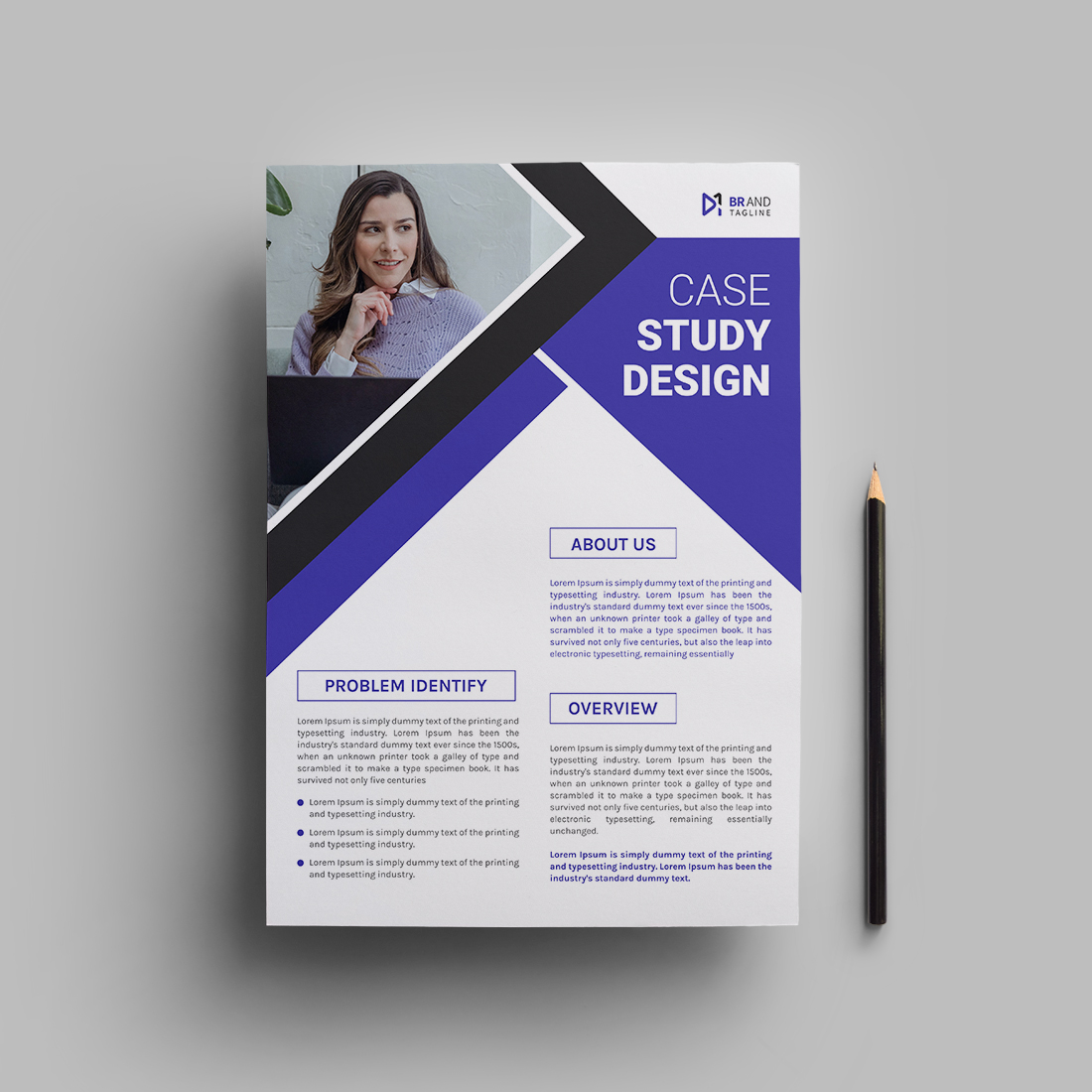 Case study flyer template design for corporate project preview image.