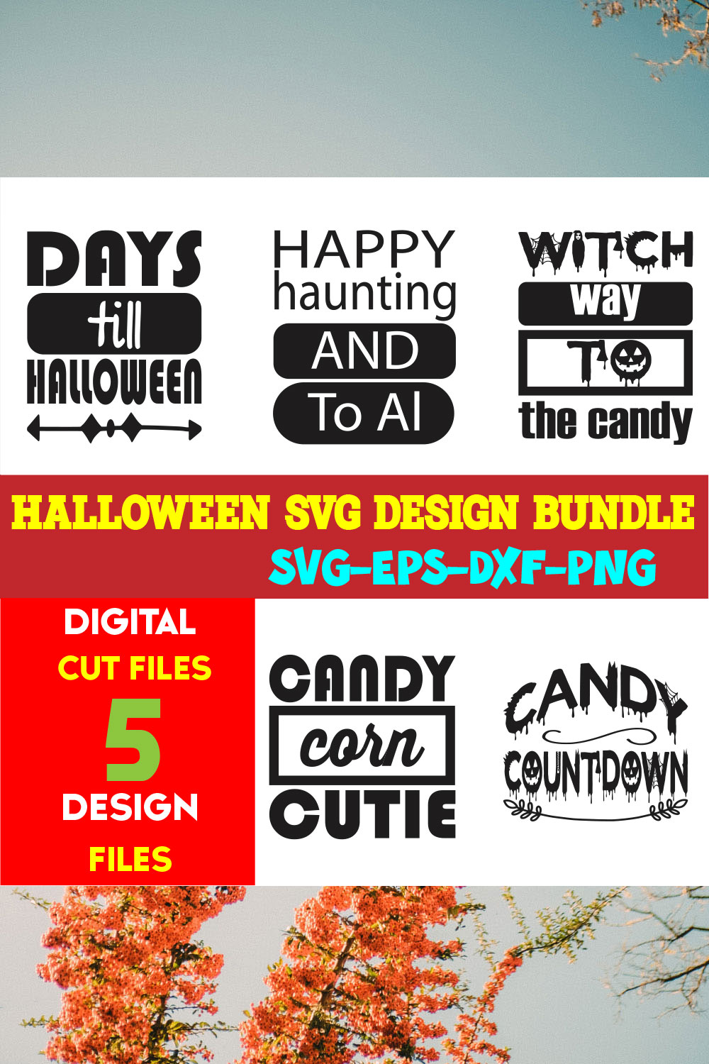 Halloween T-shirt Design Bundle Vol-49 pinterest preview image.