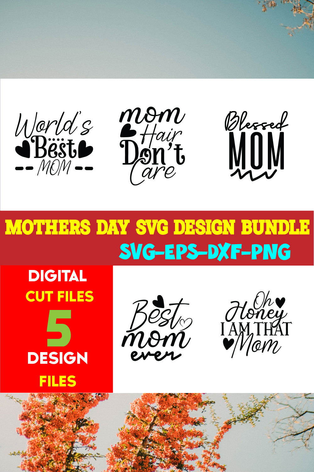 Mothers Day T-shirt Design Bundle Volume-22 pinterest preview image.