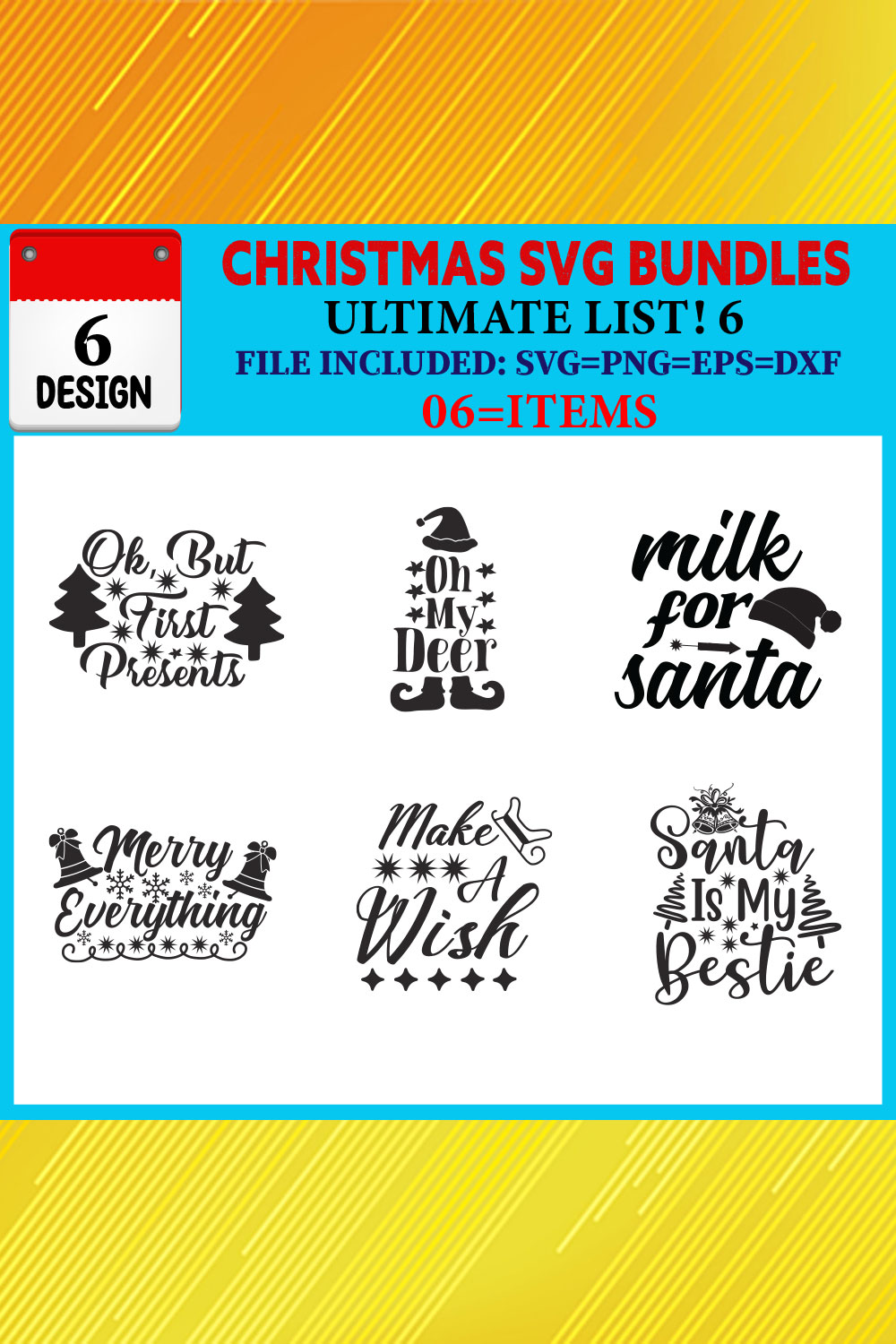 Christmas T-shirt Design Bundle Vol-45 pinterest preview image.
