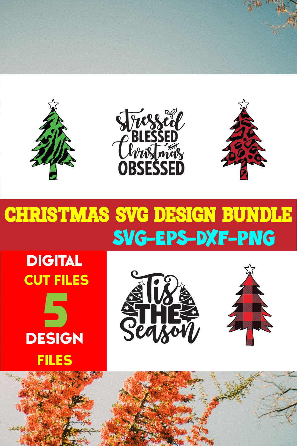 Christmas SVG T-shirt Design Bundle Volume-65 pinterest preview image.