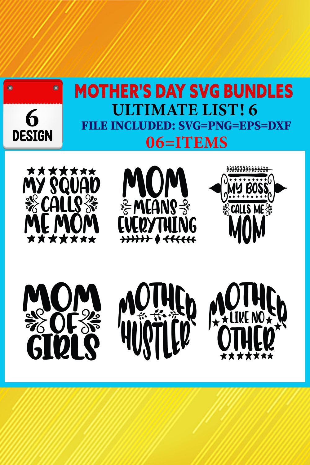 Mother's Day T-shirt Design Bundle Vol-27 pinterest preview image.