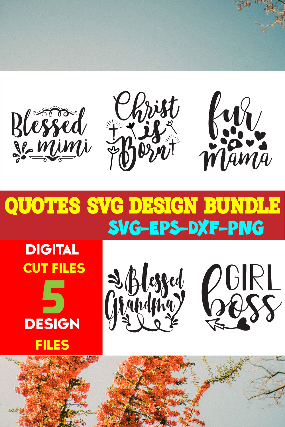 Quotes T-shirt Design Bundle Vol-19 pinterest preview image.