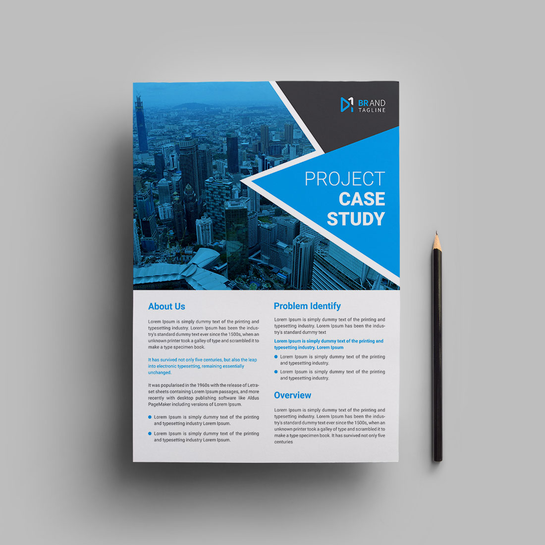 Professional case study template with flyer design preview image.