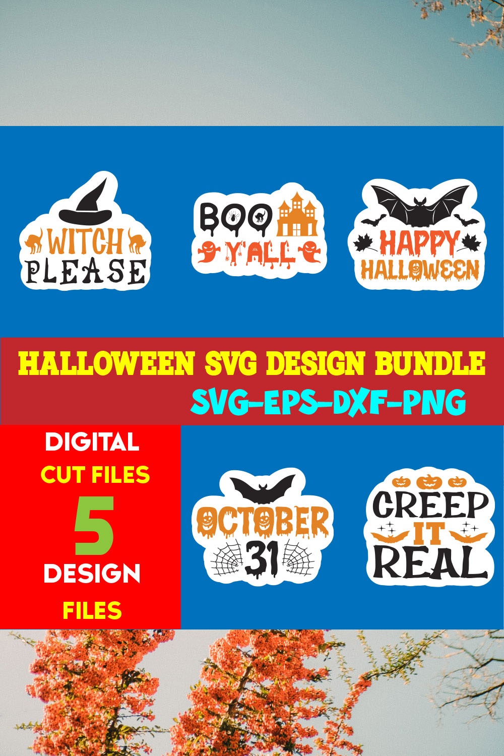 Halloween T-shirt Design Bundle Vol-19 pinterest preview image.