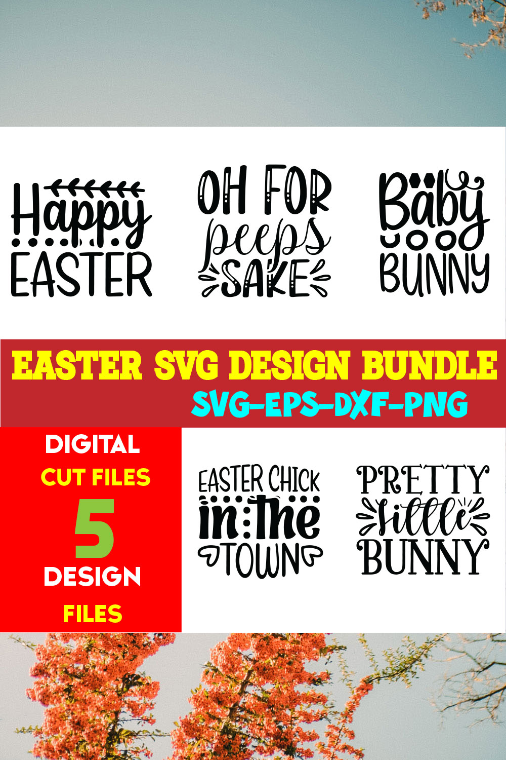 Easter T-shirt Design Bundle Vol- 17 pinterest preview image.