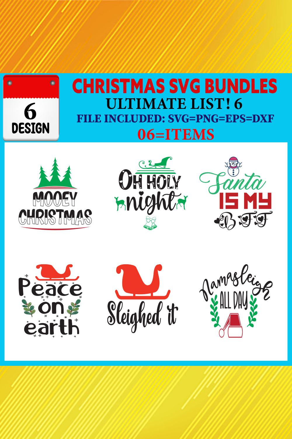 Christmas T-shirt Design Bundle Vol-35 pinterest preview image.