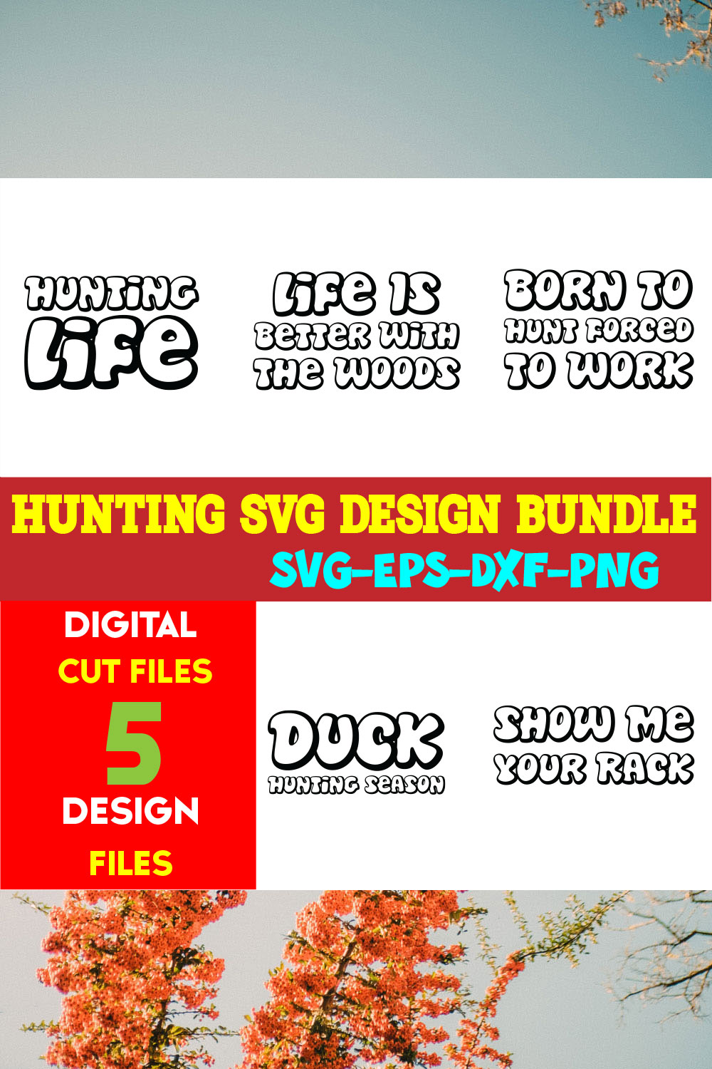 Hunting T-shirt Design Bundle Vol- 04 pinterest preview image.