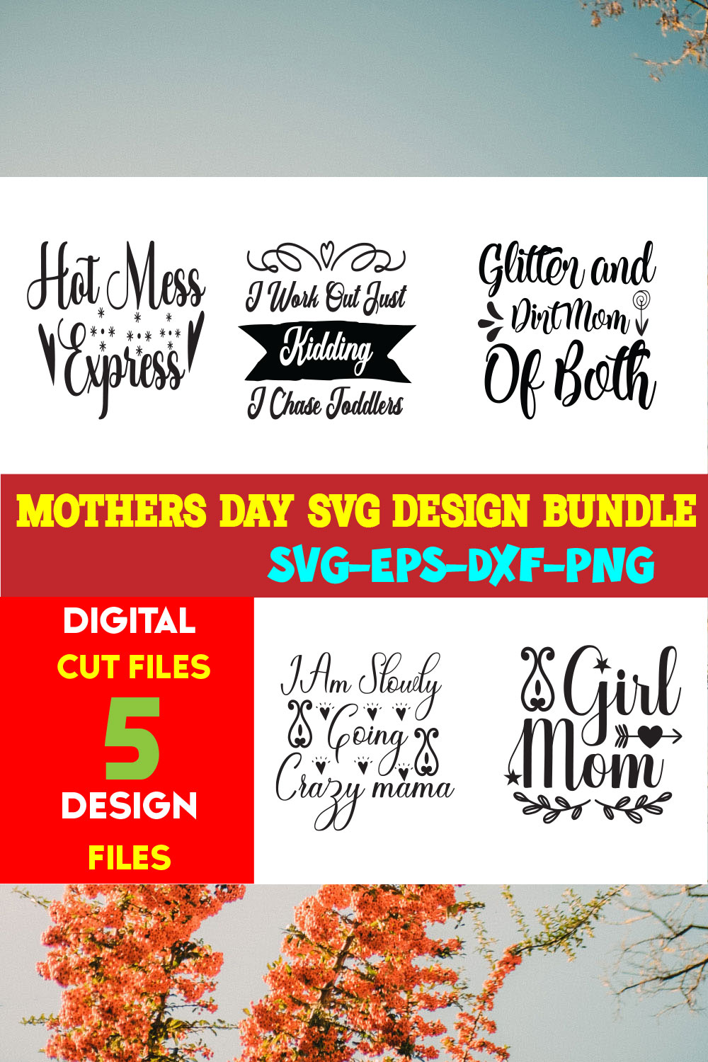 Mothers Day T-shirt Design Bundle Volume-13 pinterest preview image.