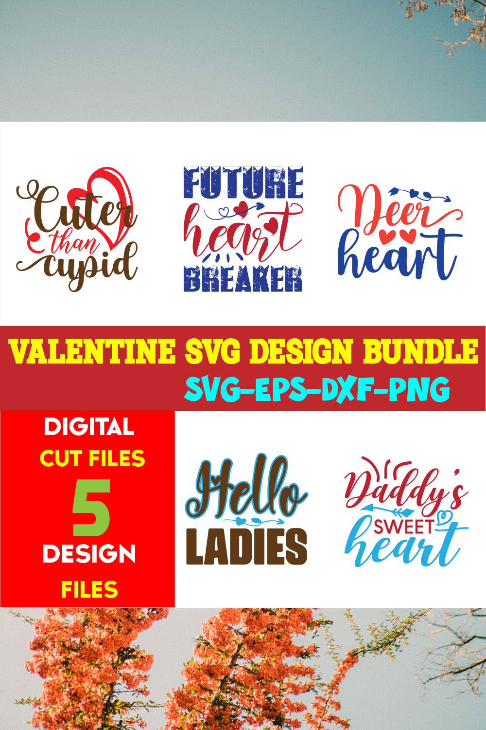 Valentine T-shirt Design Bundle Vol-20 pinterest preview image.