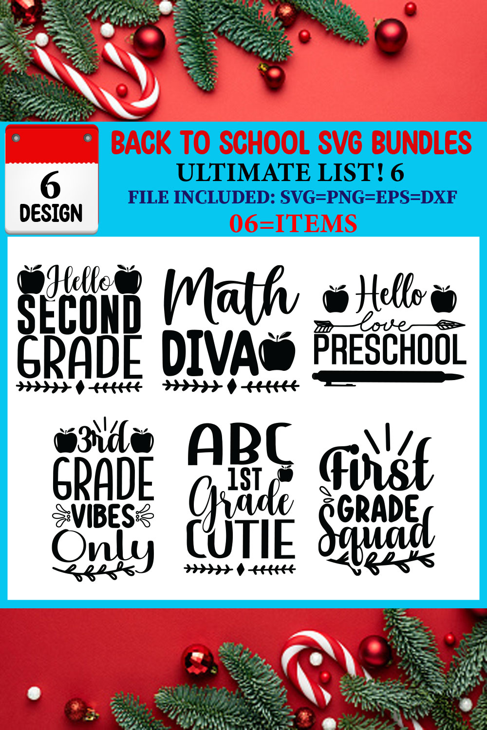 Back To School SVG T-shirt Design Bundle pinterest preview image.