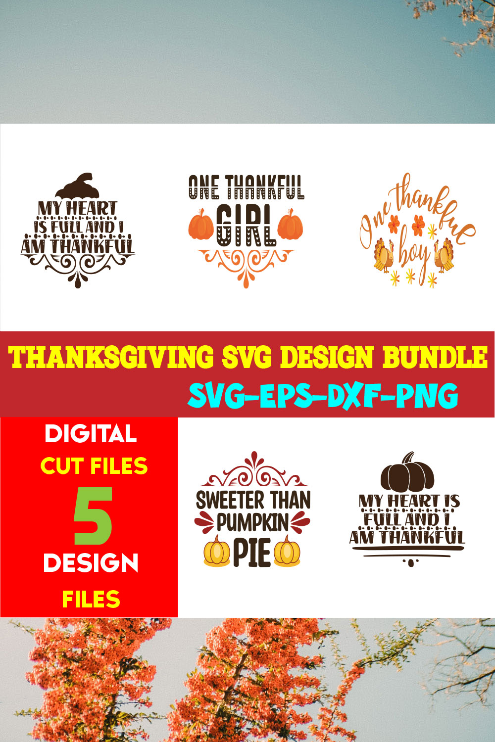 Thanksgiving T-shirt Design Bundle Vol-11 pinterest preview image.