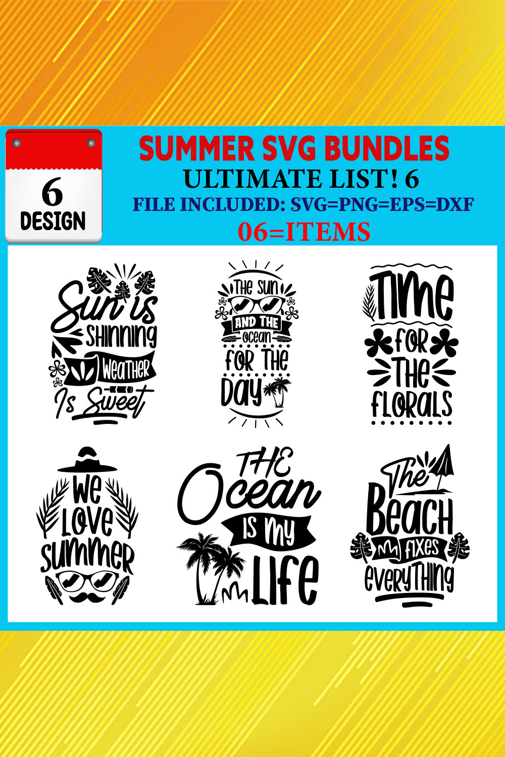 Summer T-shirt Design Bundle Vol-08 pinterest preview image.