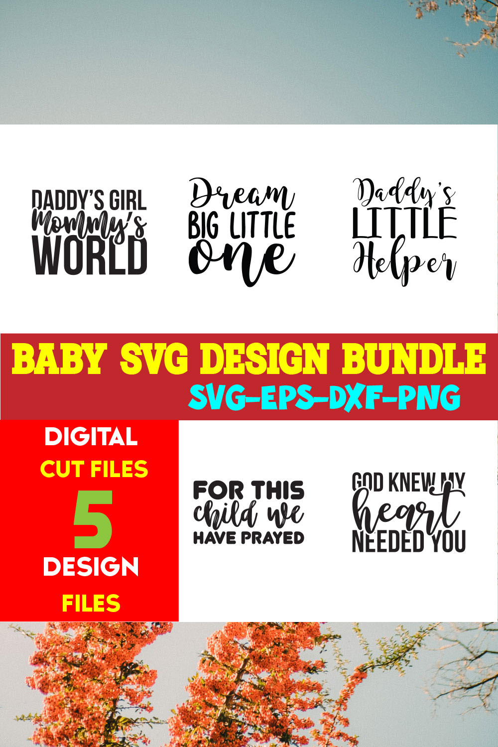 Baby T-shirt Design Bundle Volume-16 pinterest preview image.