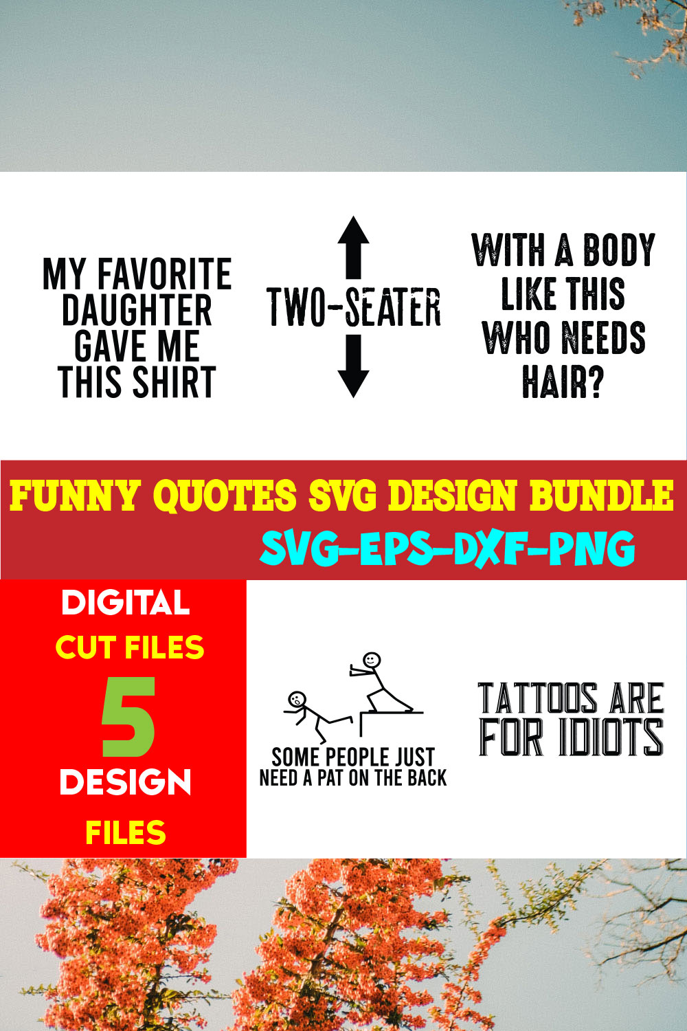 Funny Quotes T-shirt Design Bundle Volume-02 pinterest preview image.