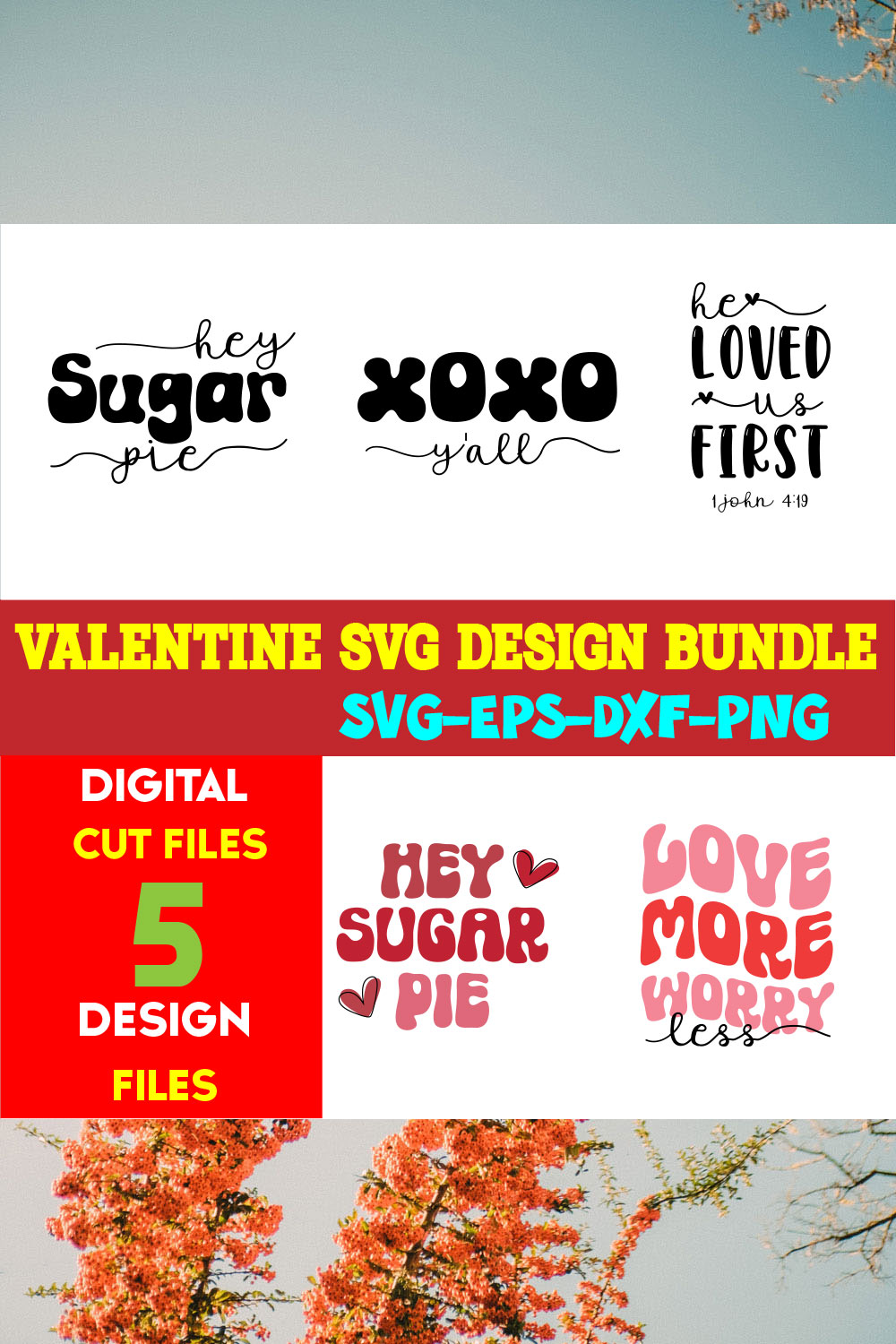 Valentine T-shirt Design Bundle Vol-27 pinterest preview image.