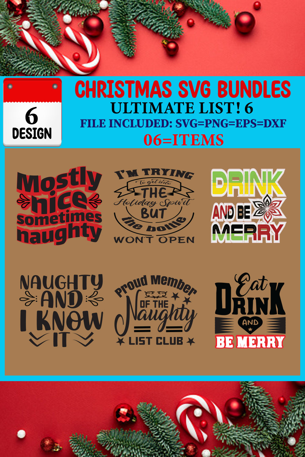 Christmas SVG T-shirt Design Bundle pinterest preview image.