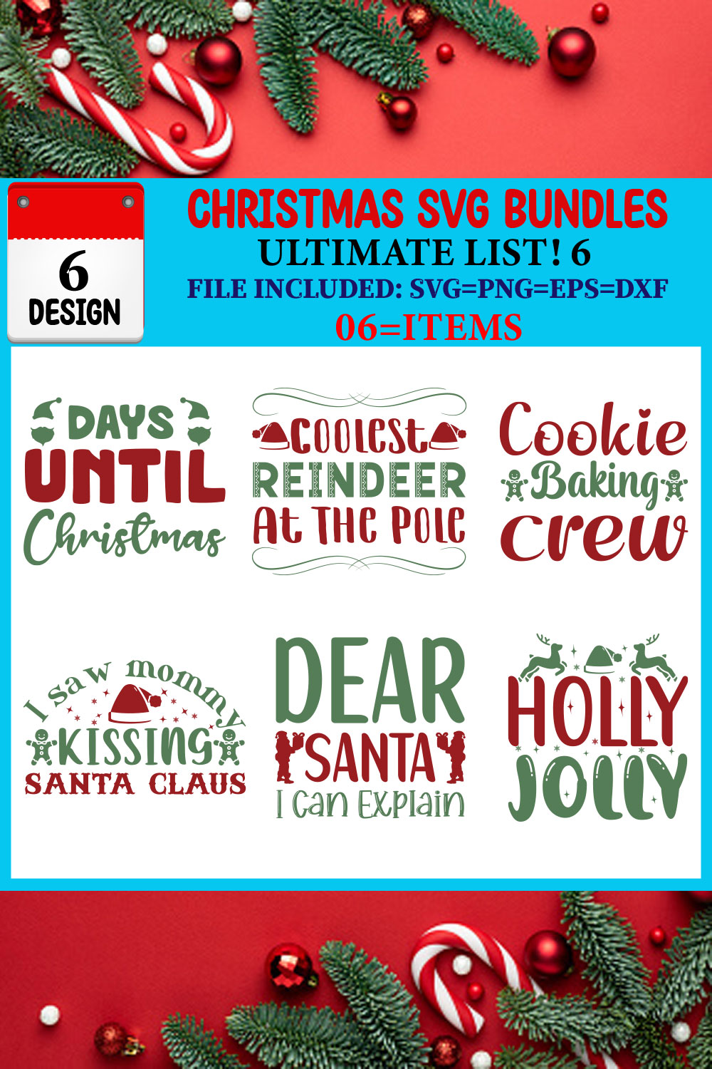 Christmas SVG T-shirt Design Bundle pinterest preview image.