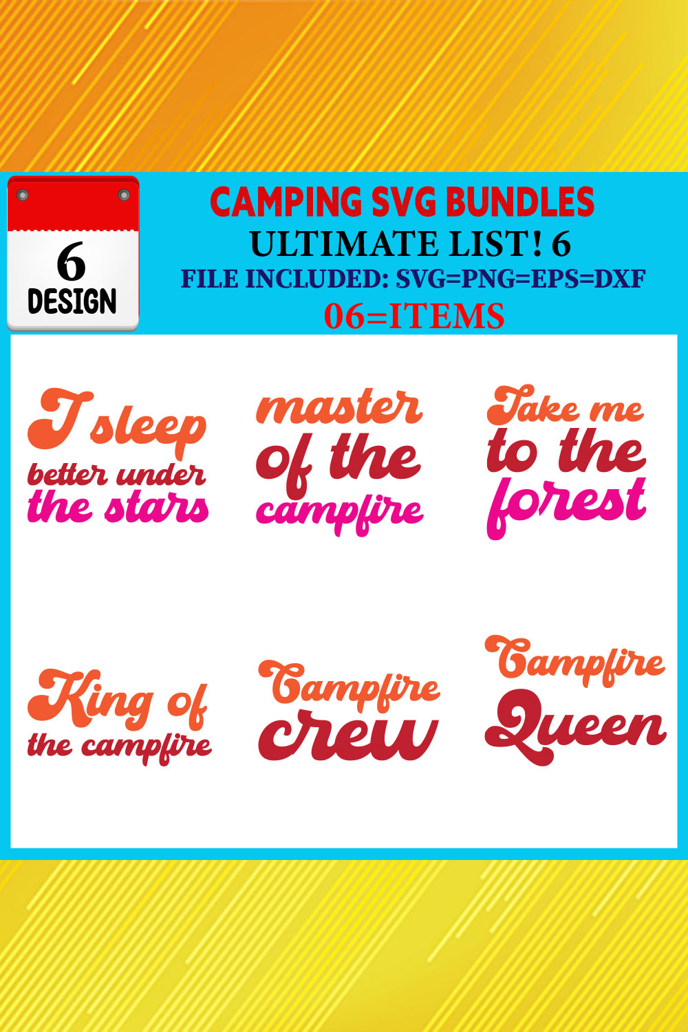 Camping T-shirt Design Bundle Vol-03 pinterest preview image.