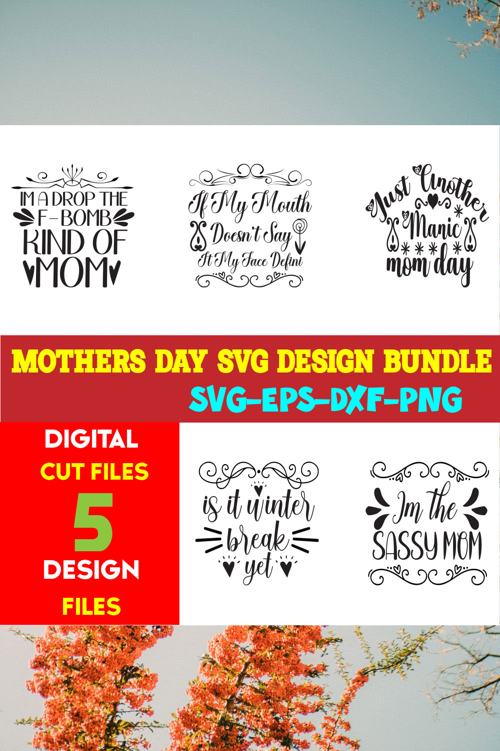 Mothers Day T-shirt Design Bundle Volume-14 pinterest preview image.