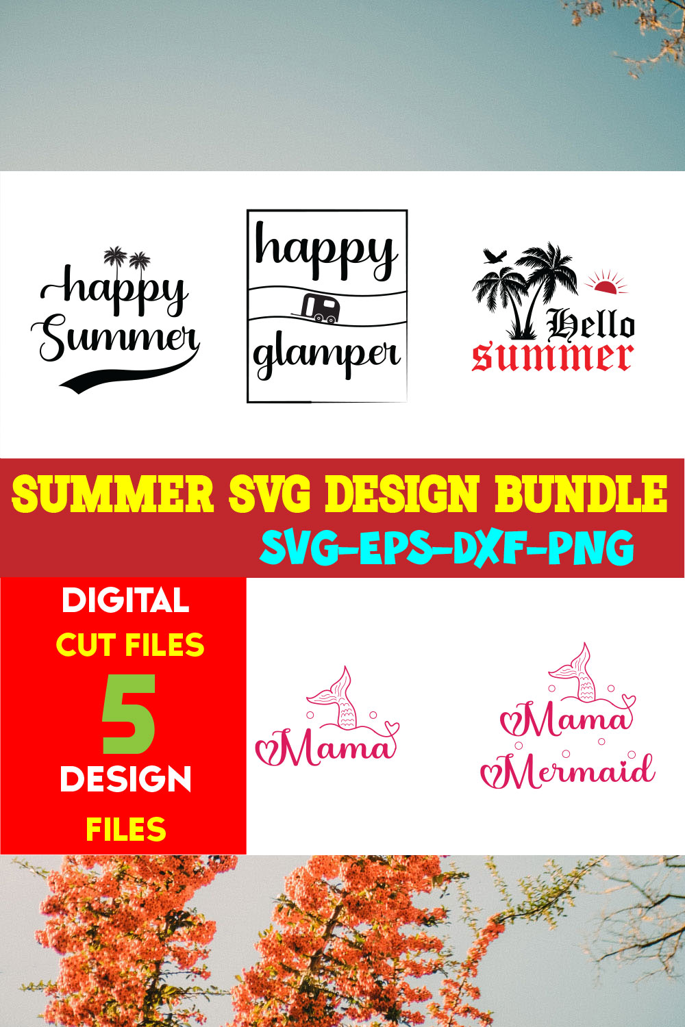 Summer T-shirt Design Bundle volume -07 pinterest preview image.