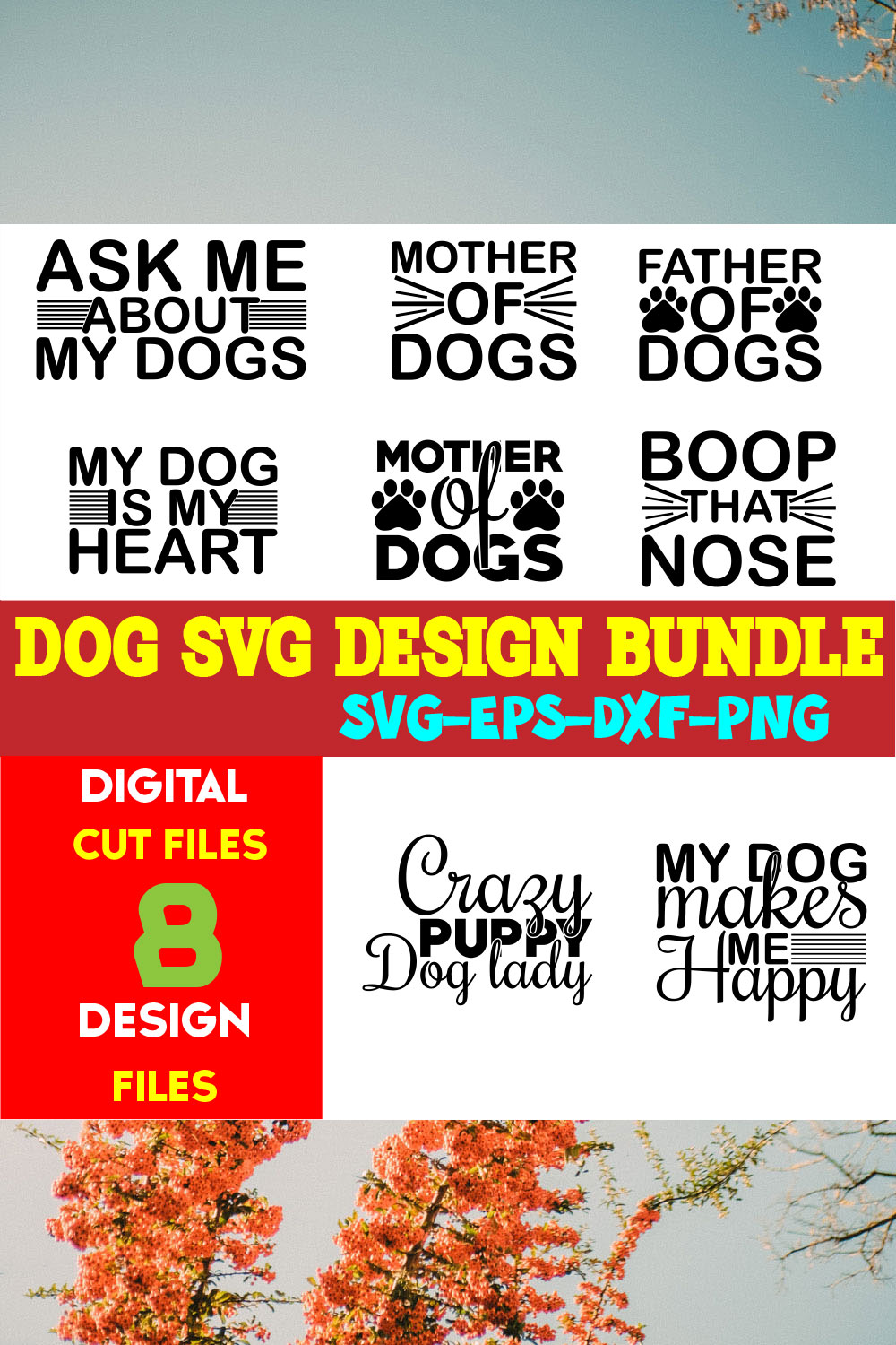 Dog T-shirt Design Bundle Vol-11 pinterest preview image.