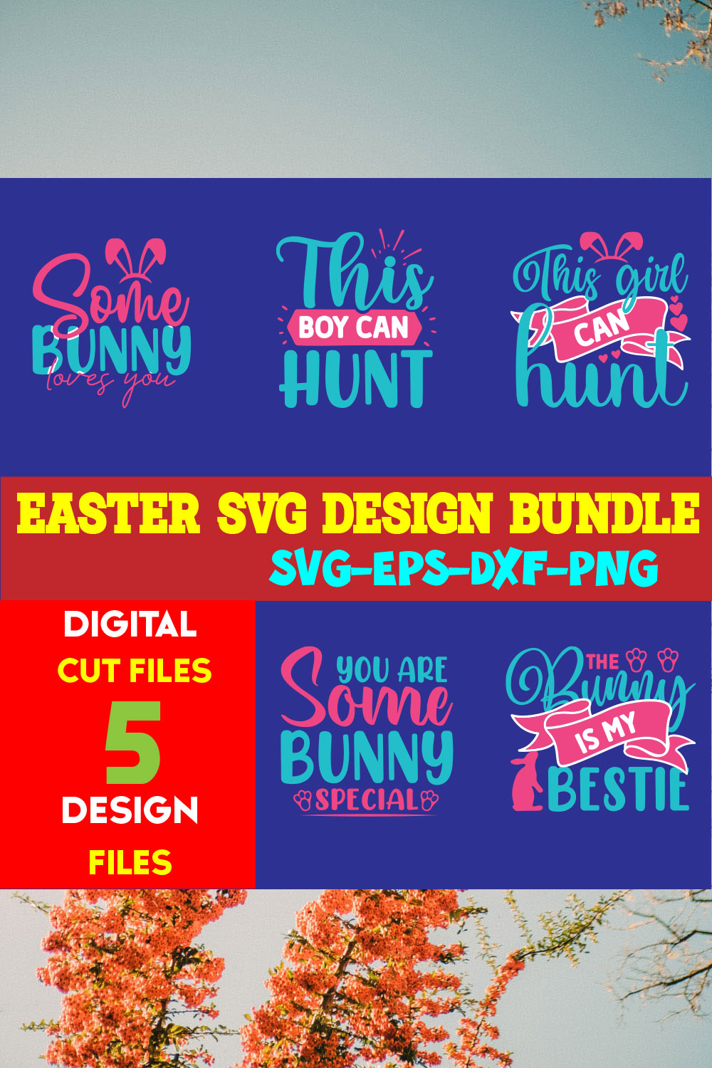 Easter T-shirt Design Bundle Vol- 12 pinterest preview image.