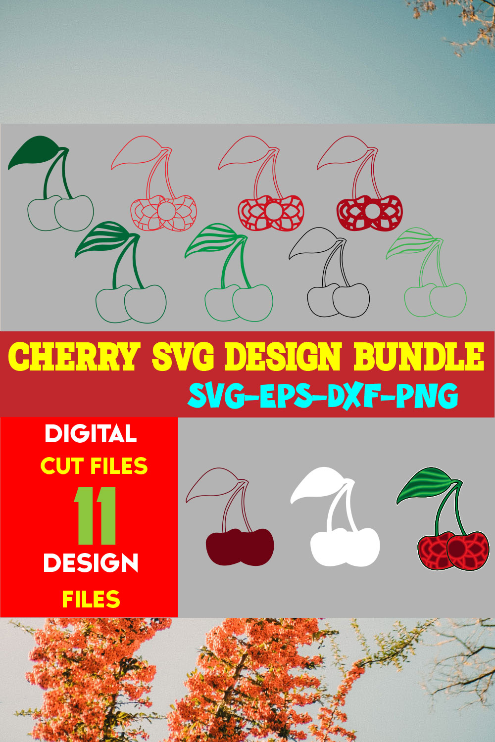 Cherry SVG Design Bundle pinterest preview image.