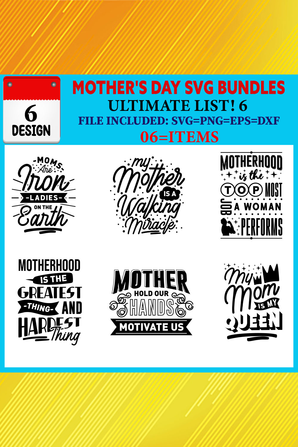 Mother's Day T-shirt Design Bundle Vol-22 pinterest preview image.