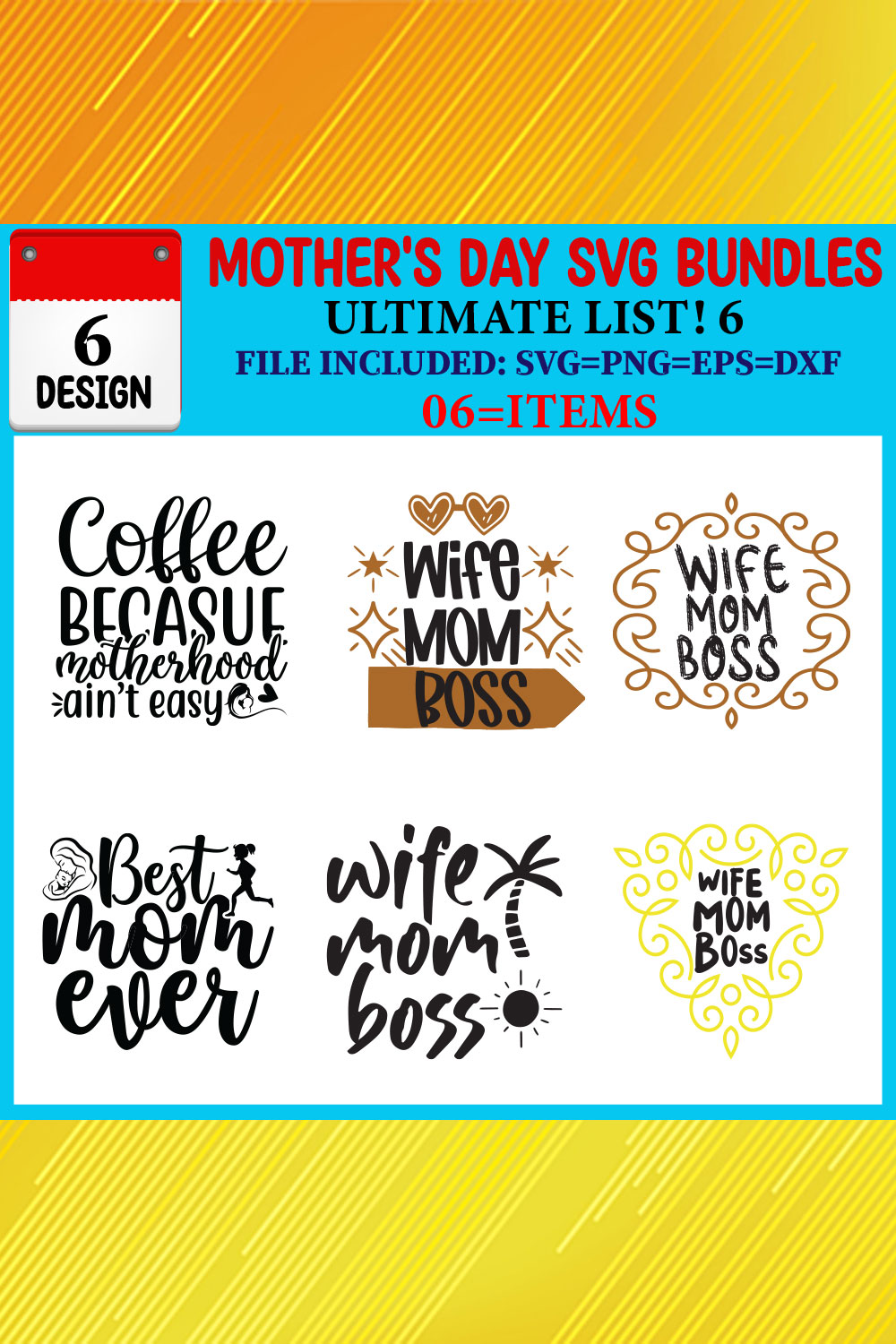 Mother's Day T-shirt Design Bundle Vol-16 pinterest preview image.