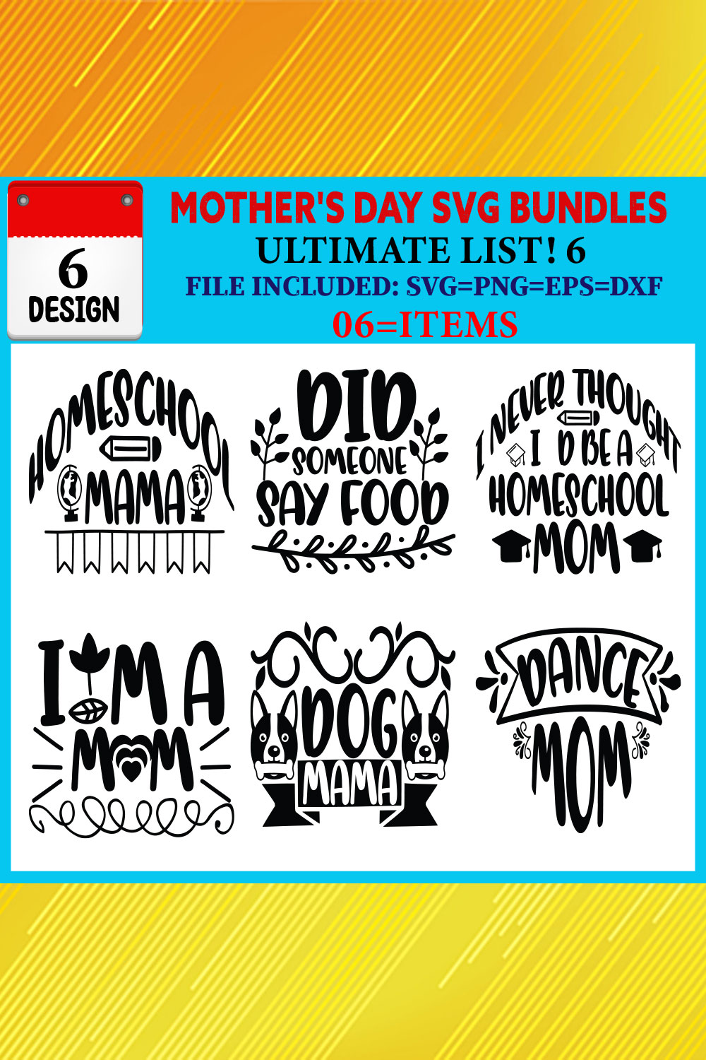 Mother's Day T-shirt Design Bundle Vol-25 pinterest preview image.