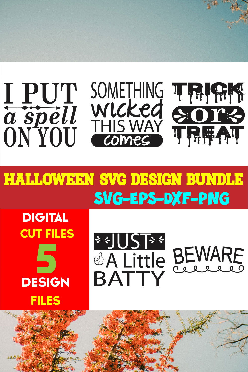 Halloween T-shirt Design Bundle Vol-46 pinterest preview image.