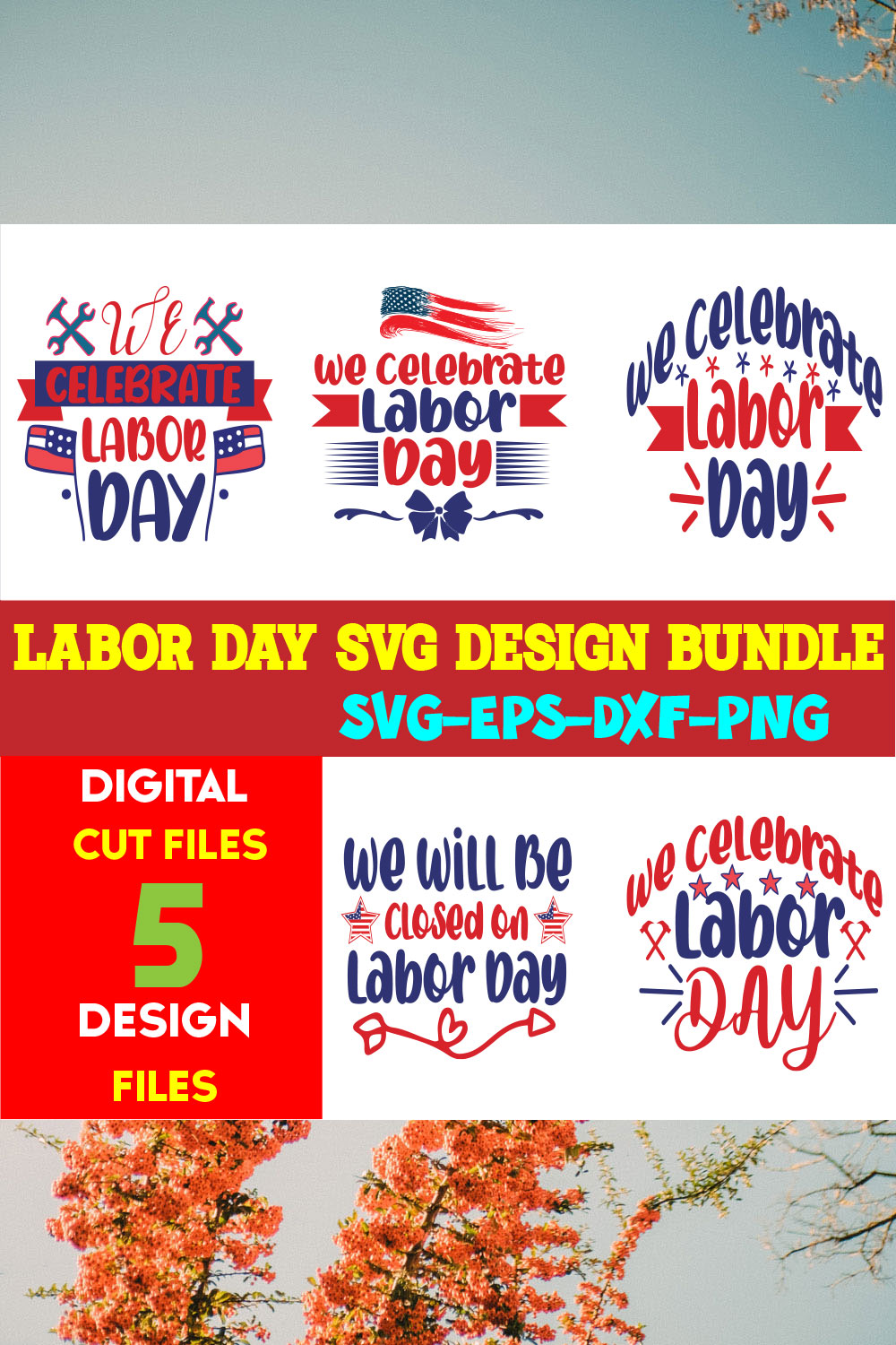 Labor Day T-shirt Design Bundle Volume-05 pinterest preview image.