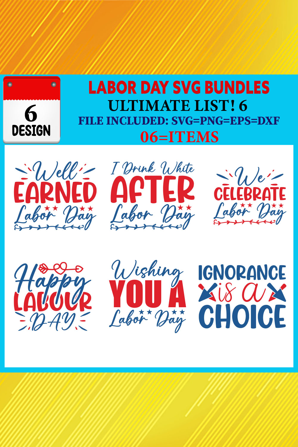 Labor Day T-shirt Design Bundle Vol-06 pinterest preview image.