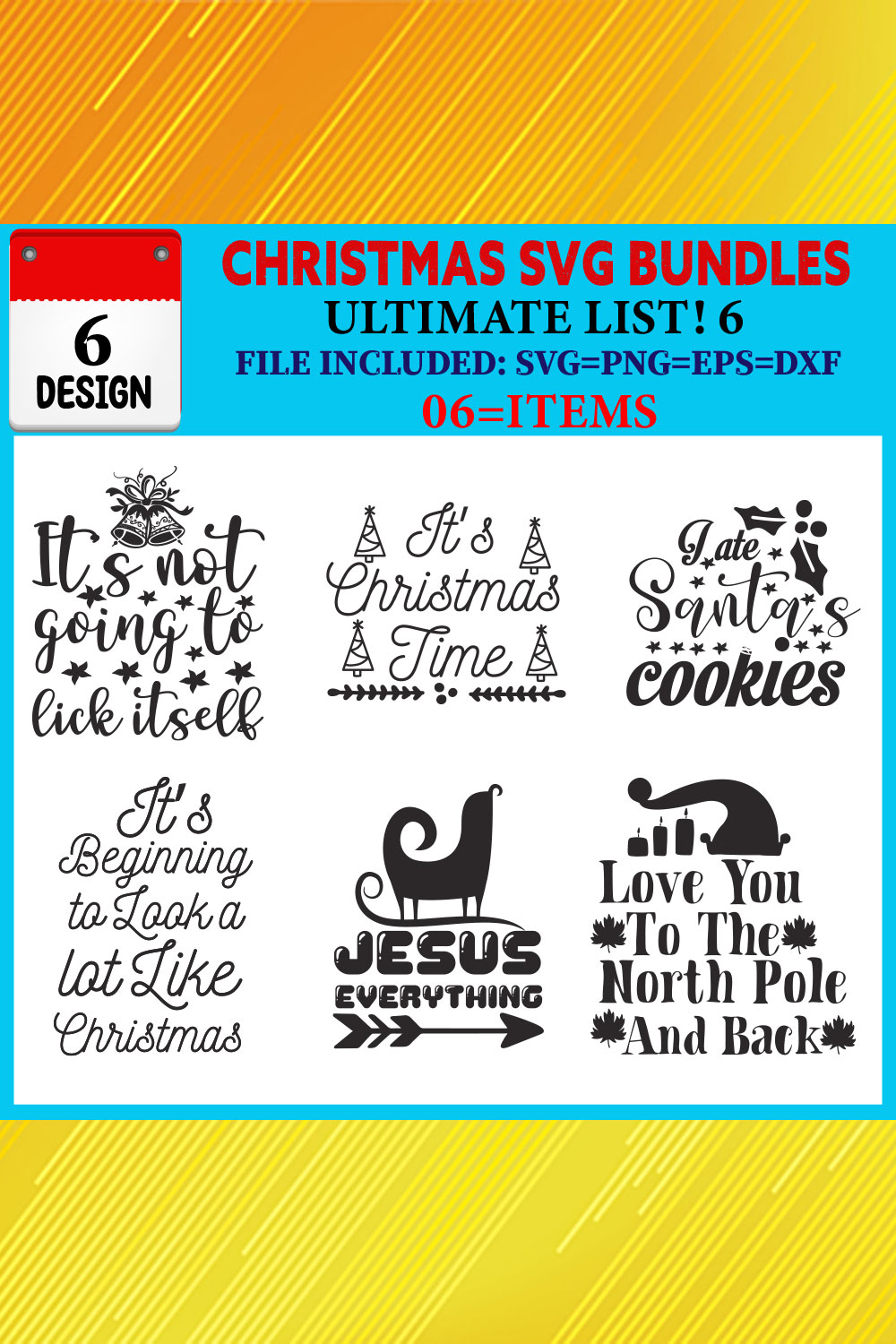 Christmas T-shirt Design Bundle Vol-44 pinterest preview image.