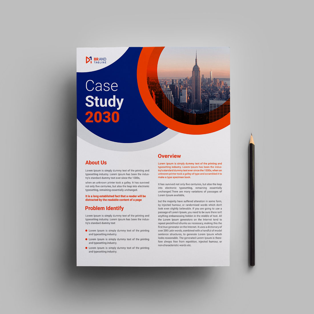 Corporate business case study flyer template preview image.